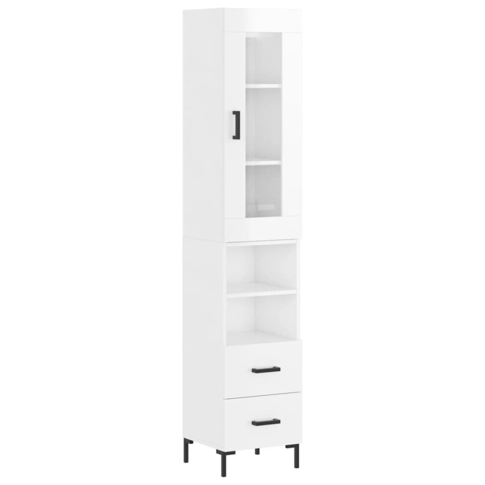 (high gloss white, 2 drawers 2 shelves) vidaXL Highboard Sideboard Tall Storage Cabinet Side Cabinet Engineered Wood