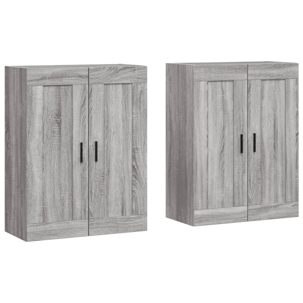 vidaXL Wall Mounted Cabinets Side Cabinet 2 pcs Grey Sonoma Engineered Wood