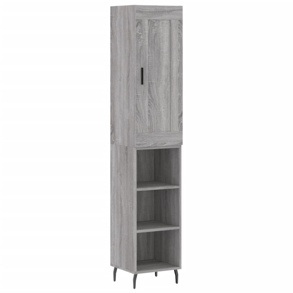Vidaxl (Grey Sonoma, 3 Shelves) Highboard Sideboard Tall Storage Cabinet Side Cabinet Engineered Wood