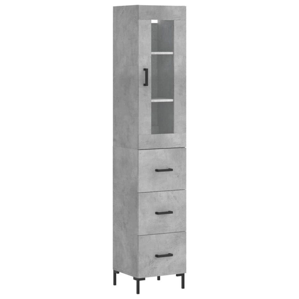 (concrete grey, 3 drawers) vidaXL Highboard Sideboard Tall Storage Cabinet Side Cabinet Engineered Wood