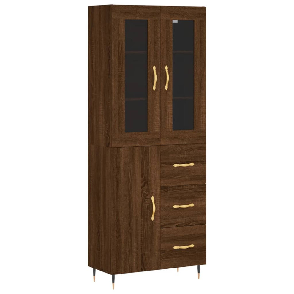 (brown oak, 1 door 3 drawers) vidaXL Highboard Sideboard Tall Storage Cabinet Side Cabinet Engineered Wood