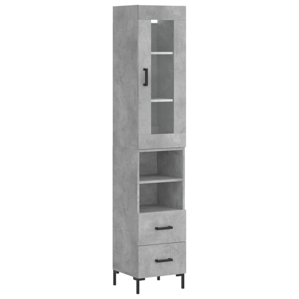 (concrete grey, 2 drawers 2 shelves) vidaXL Highboard Sideboard Tall Storage Cabinet Side Cabinet Engineered Wood