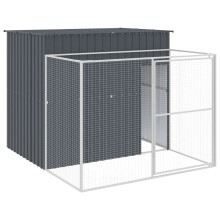 (anthracite, 214 x 253 x 181 cm) vidaXL Dog House Dog Kennel with Run Dog Cage Light Grey Galvanised Steel