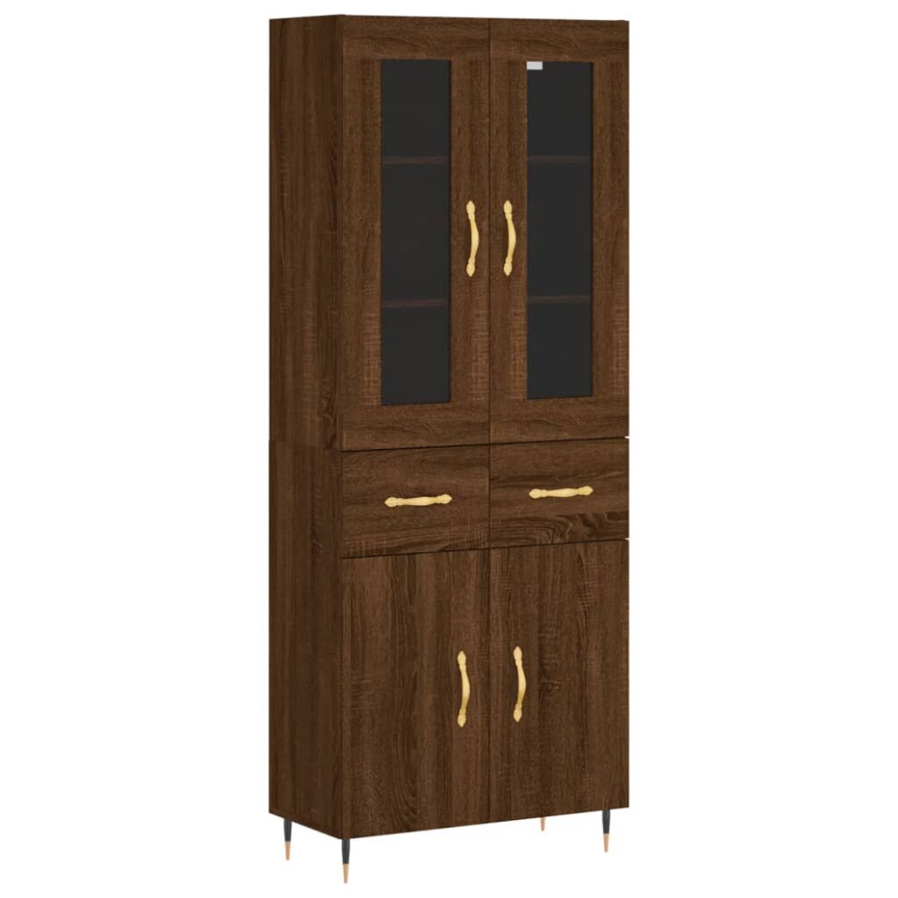 (brown oak, 2 doors 2 drawers) vidaXL Highboard Sideboard Tall Storage Cabinet Side Cabinet Engineered Wood