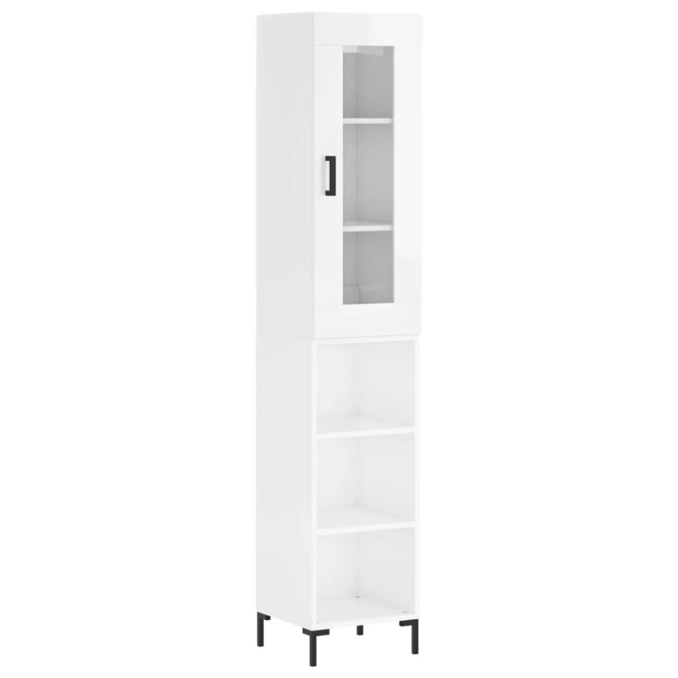 (high gloss white, 3 shelves) vidaXL Highboard Sideboard Tall Storage Cabinet Side Cabinet Engineered Wood