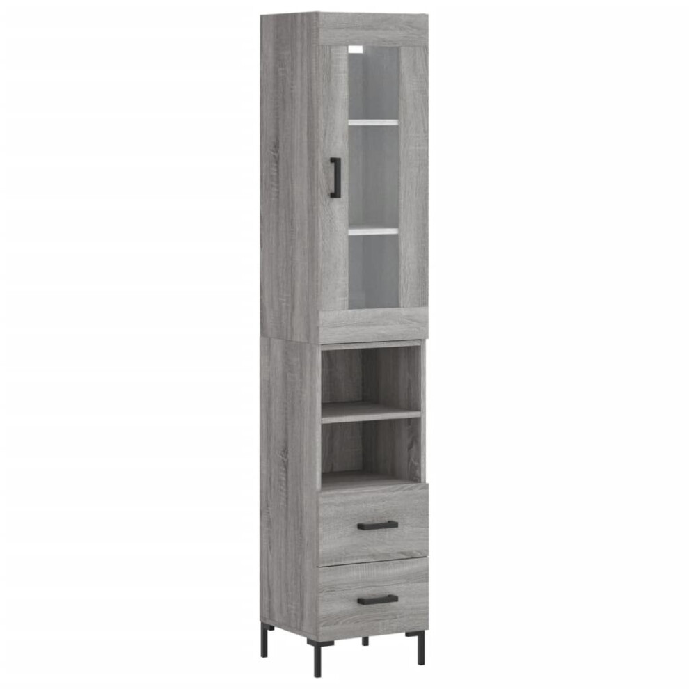 (grey sonoma, 2 drawers 2 shelves) vidaXL Highboard Sideboard Tall Storage Cabinet Side Cabinet Engineered Wood