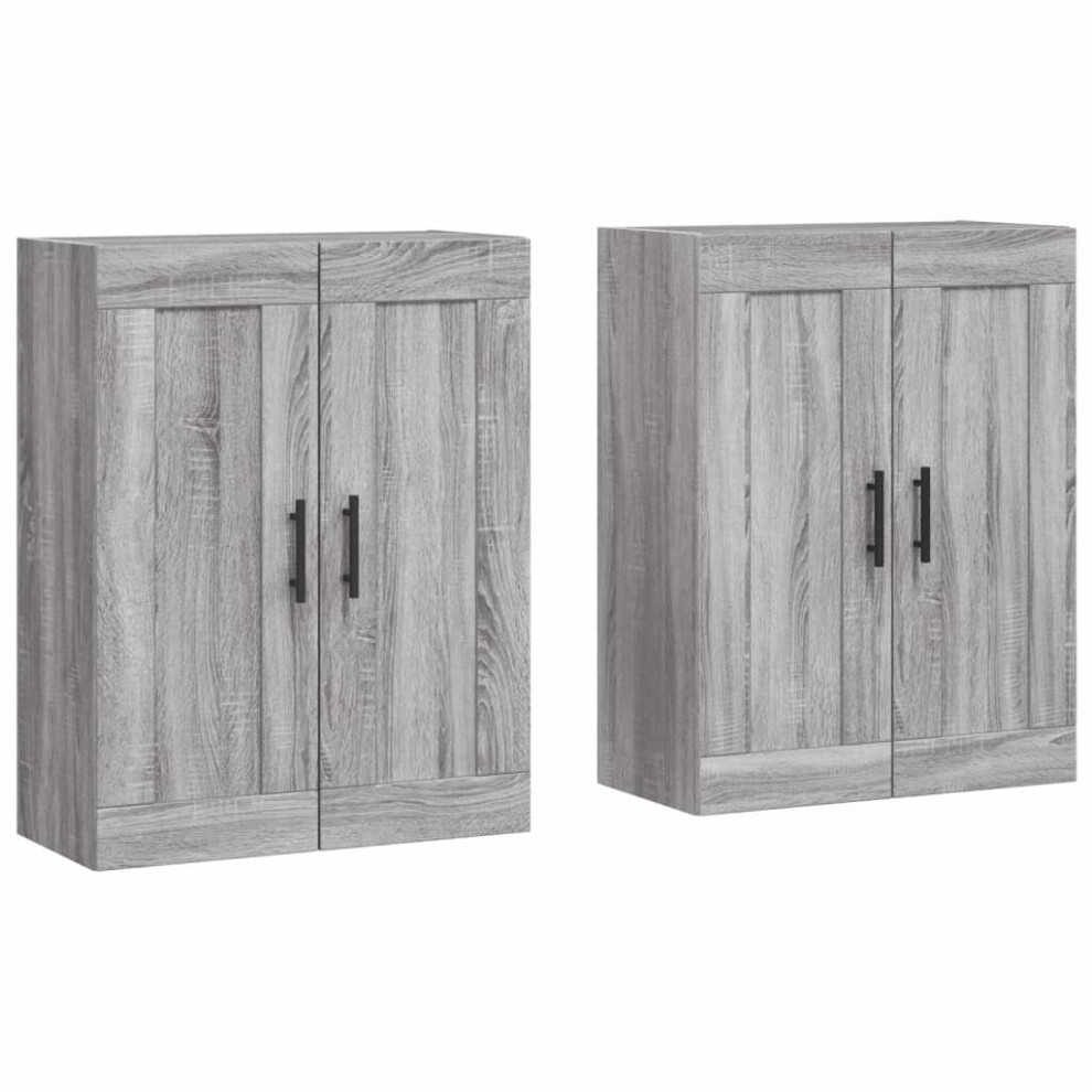 vidaXL Wall Mounted Cabinets Side Cabinet 2 pcs Grey Sonoma Engineered Wood