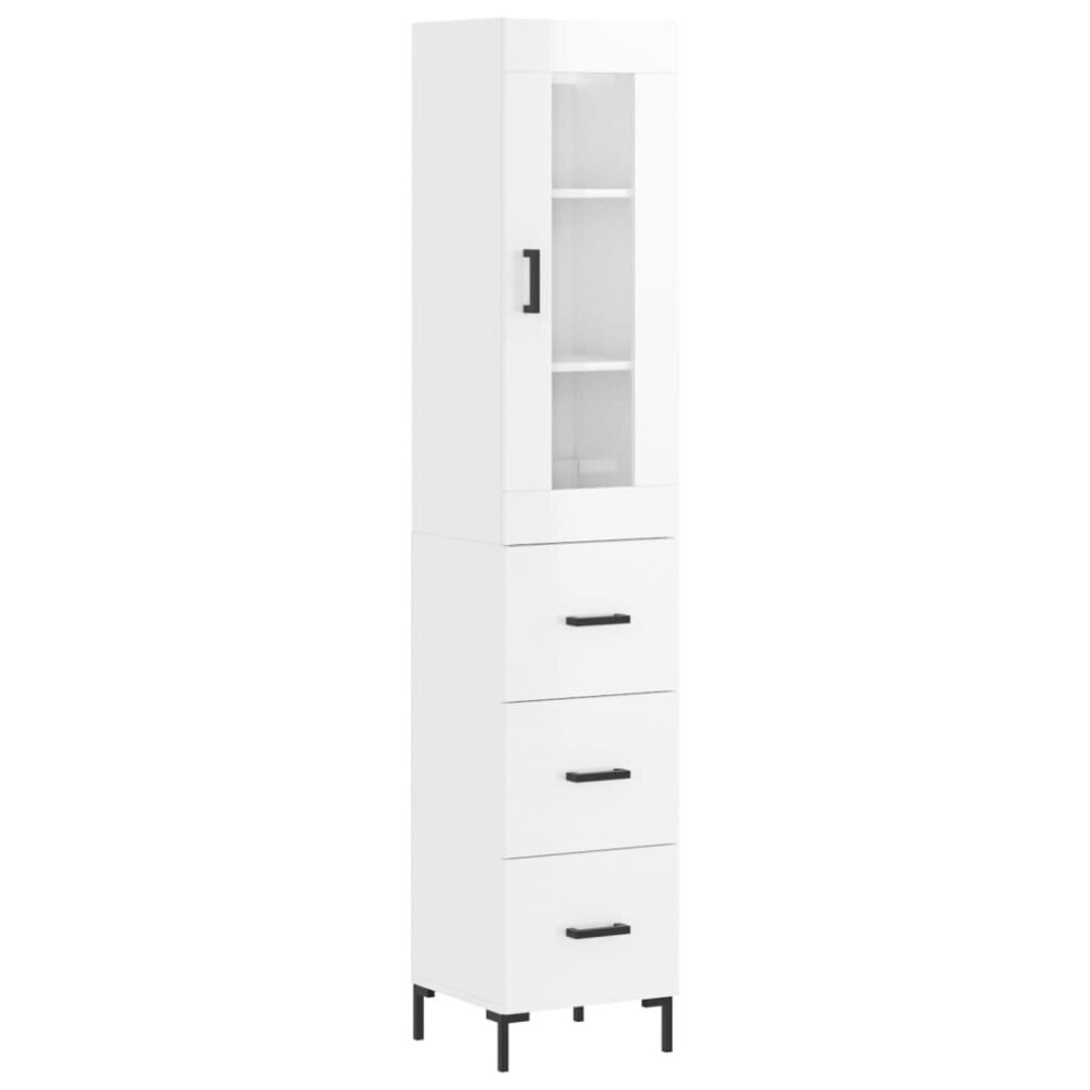 (high gloss white, 3 drawers) vidaXL Highboard Sideboard Tall Storage Cabinet Side Cabinet Engineered Wood