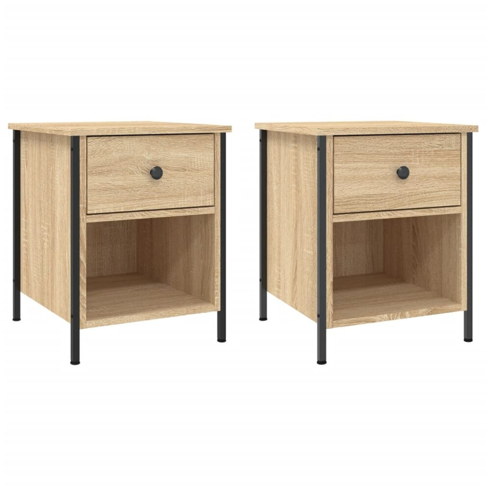 vidaXL Bedside Cabinets Nightstand Bed Table 2 pcs Sonoma Oak Engineered Wood