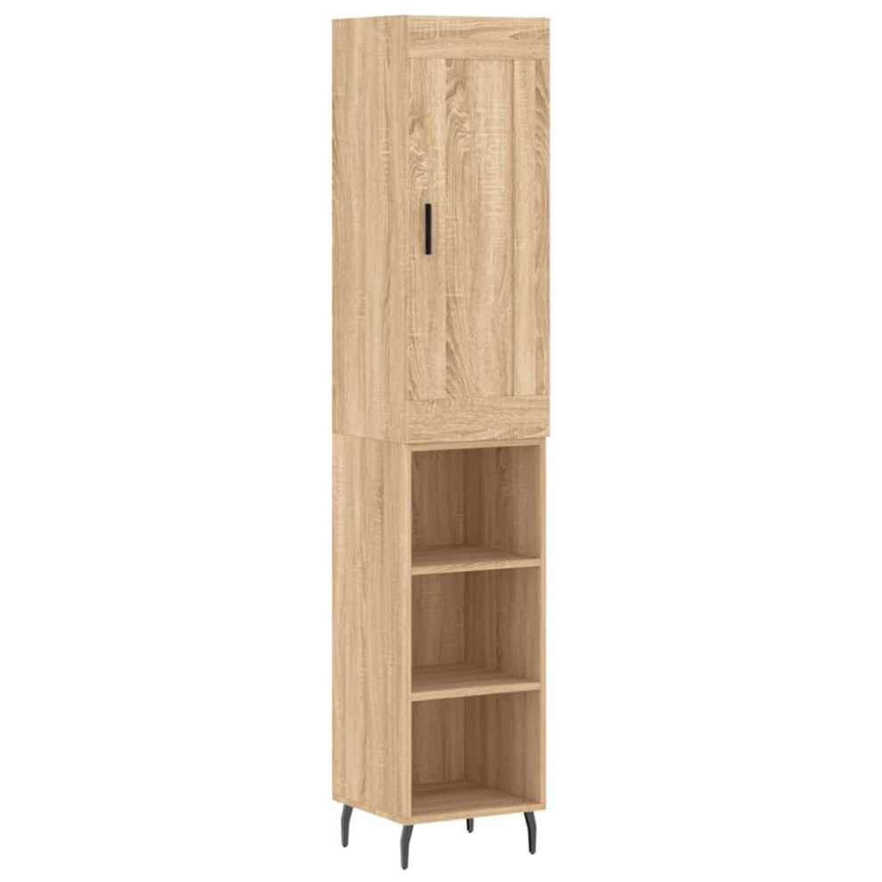Vidaxl (Sonoma Oak, 3 Shelves) Highboard Sideboard Tall Storage Cabinet Side Cabinet Engineered Wood