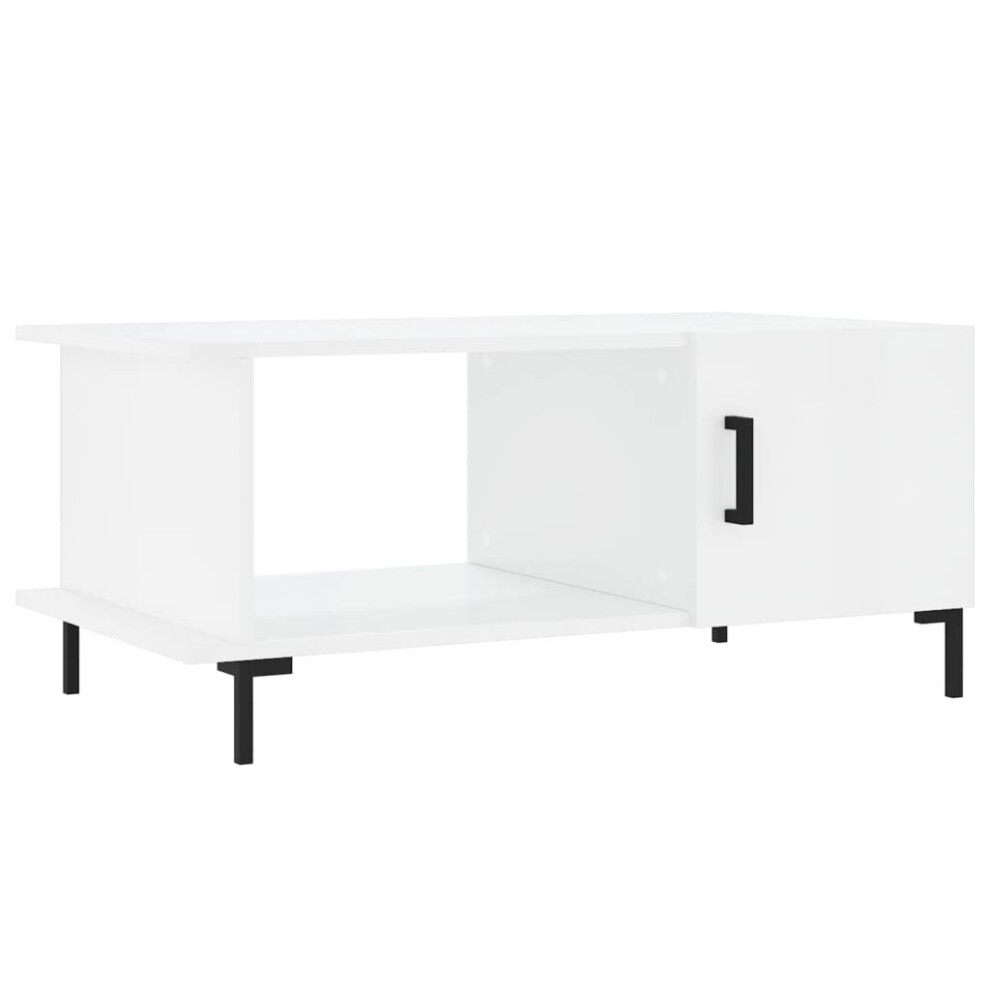 vidaXL Coffee Table Side Table Sofa End Table High Gloss White Engineered Wood