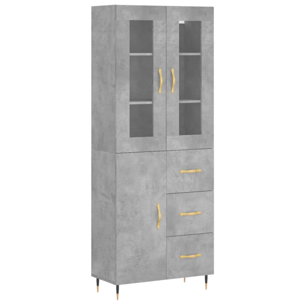 (concrete grey, 1 Door 3 drawers) vidaXL Highboard Sideboard Tall Storage Cabinet Side Cabinet Engineered Wood