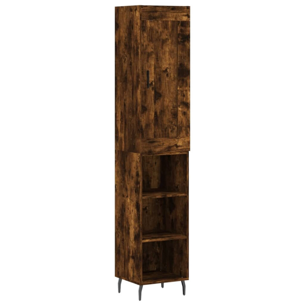 Vidaxl (Smoked Oak, 3 Shelves) Highboard Sideboard Tall Storage Cabinet Side Cabinet Engineered Wood