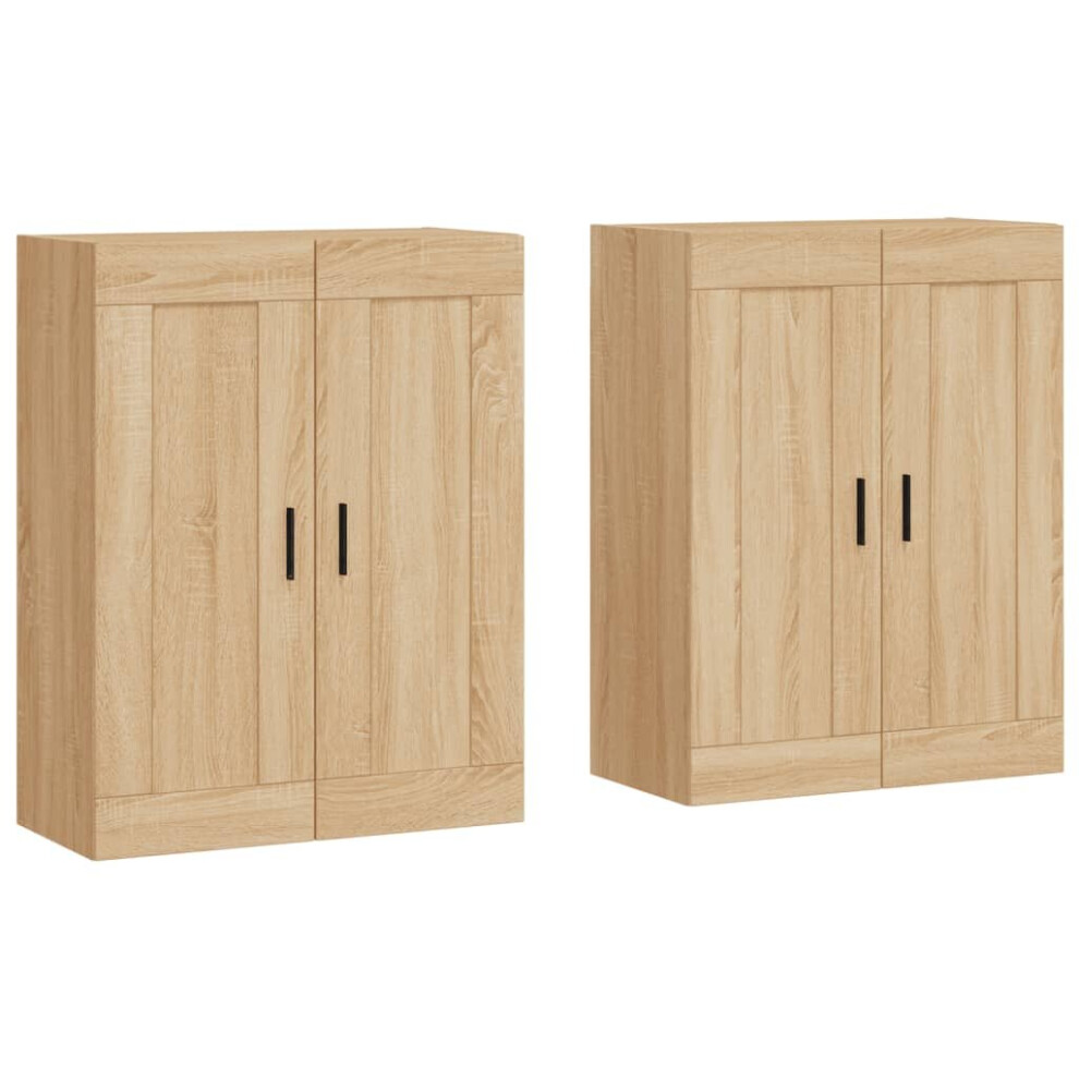 vidaXL Wall Mounted Cabinets Storage Cabinet 2 pcs Sonoma Oak Engineered Wood