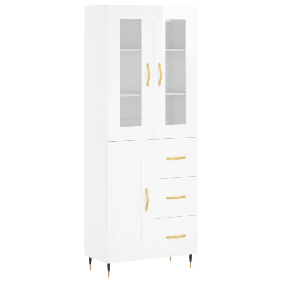 (high gloss white, 1 wood door 3 drawers) vidaXL Highboard Sideboard Tall Storage Cabinet Side Cabinet Engineered Wood