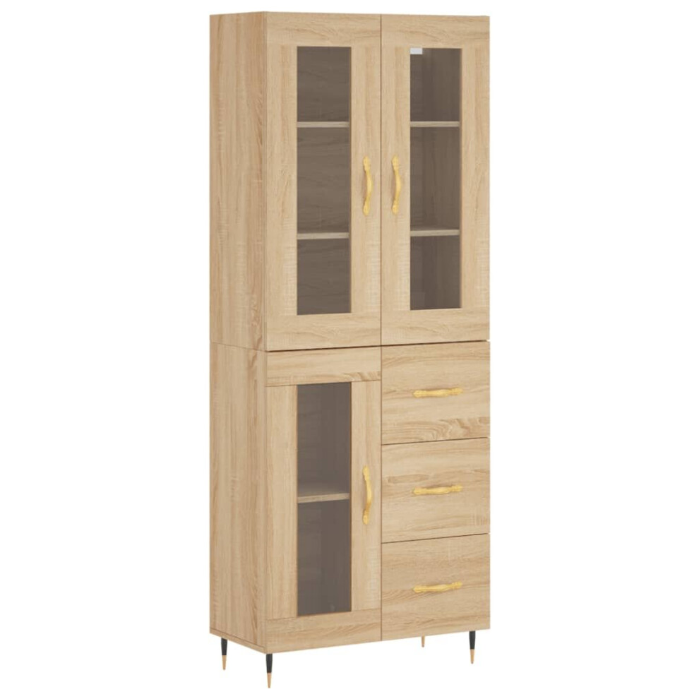 (sonoma oak, 1 Glass Door 3 drawers) vidaXL Highboard Sideboard Tall Storage Cabinet Side Cabinet Engineered Wood