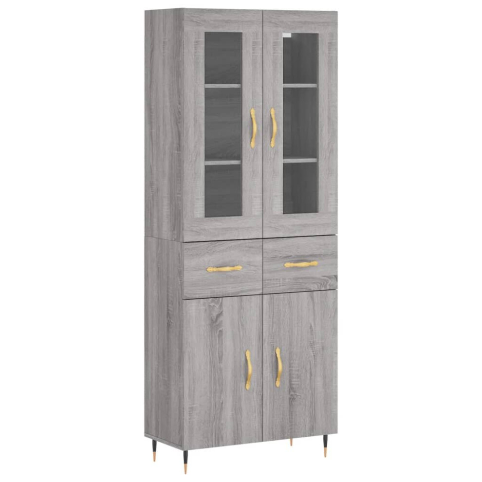 (grey sonoma, 2 doors 2 drawers) vidaXL Highboard Sideboard Tall Storage Cabinet Side Cabinet Engineered Wood