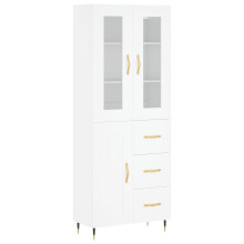 (white, 1 wood door 3 drawers) vidaXL Highboard Sideboard Tall Storage Cabinet Side Cabinet Engineered Wood