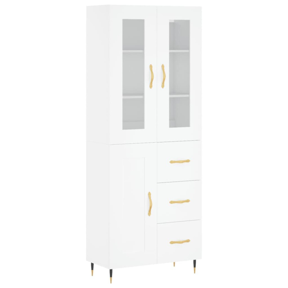 Vidaxl (White, 1 Wood Door 3 Drawers) Highboard Sideboard Tall Storage Cabinet Side Cabinet Engineered Wood