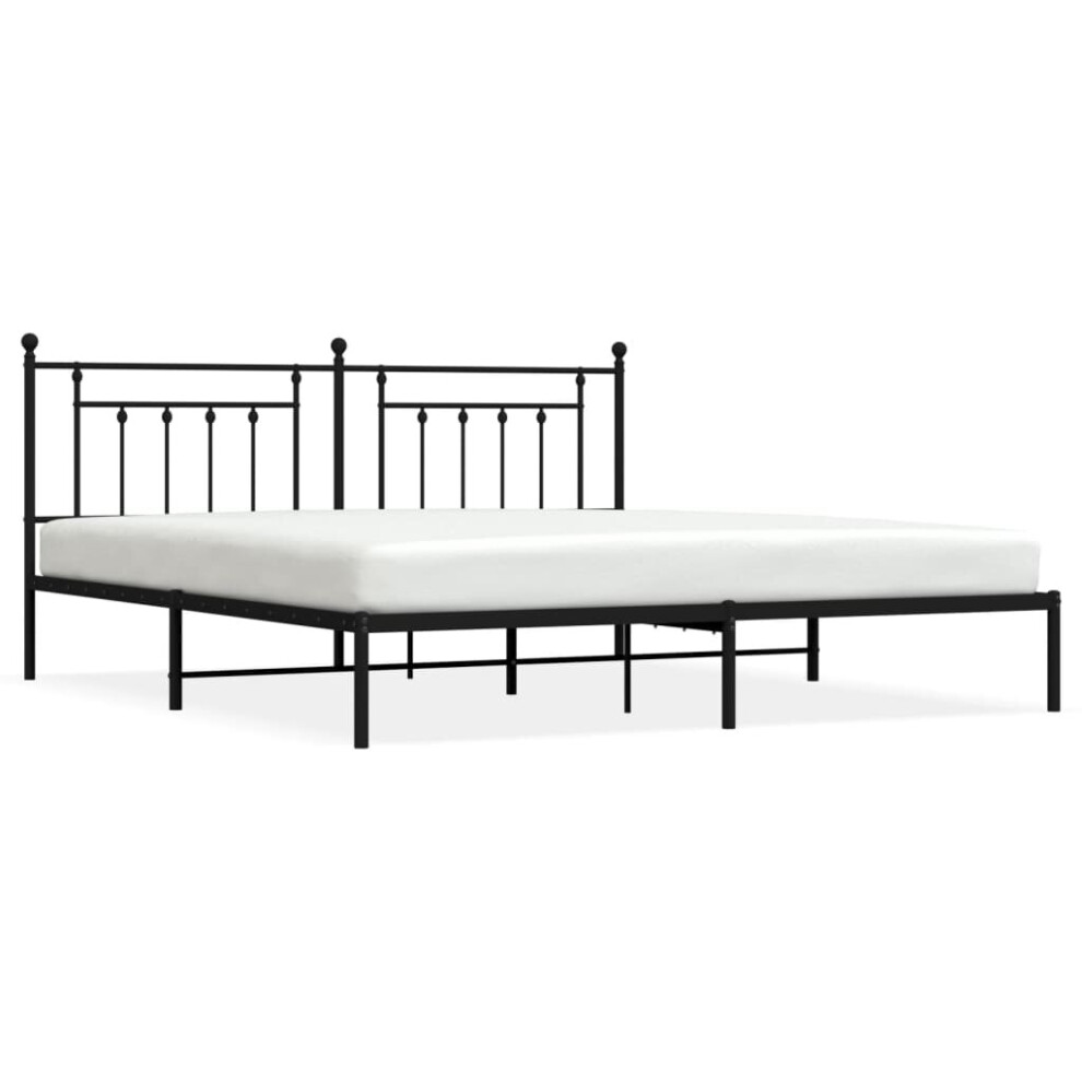 Vidaxl (Black, 193 X 203 Cm/With Headboard) Metal Bed Frame Bedroom Bed Base Bedstead Metal Matress Foundation