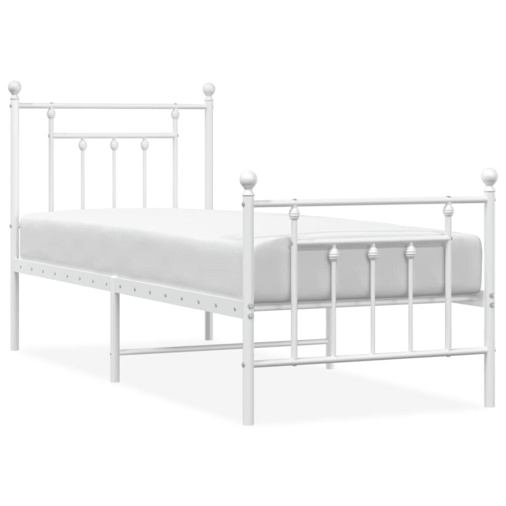 (white, 75 x 190 cm/with headboard & footboard) vidaXL Metal Bed Frame Bedroom Bed Base Bedstead Metal Matress Foundation