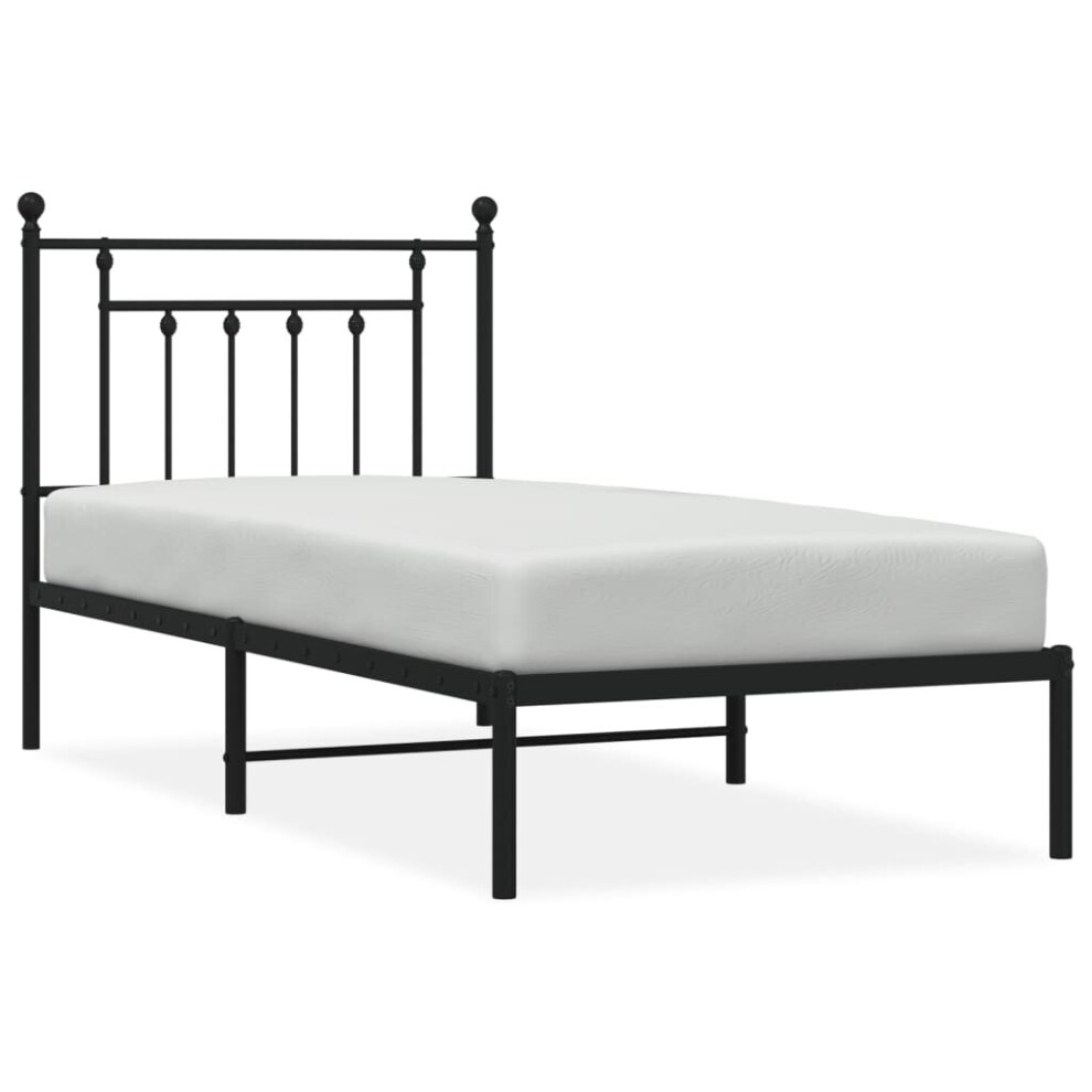 (black, 90 x 190 cm/with headboard) vidaXL Metal Bed Frame Bedroom Bed Base Bedstead Metal Matress Foundation