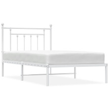 (white, 100 x 190 cm/with headboard) vidaXL Metal Bed Frame Bedroom Bed Base Bedstead Metal Matress Foundation