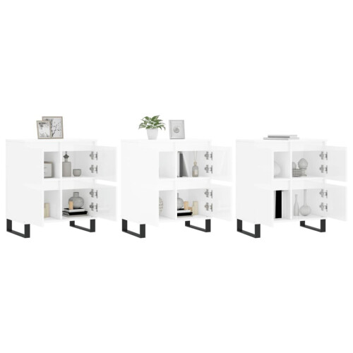 VidaXL (high gloss white, 3 pcs) vidaXL Sideboard Storage Side Cabinet Cupboards 2 pcs White Engineered Wood 2