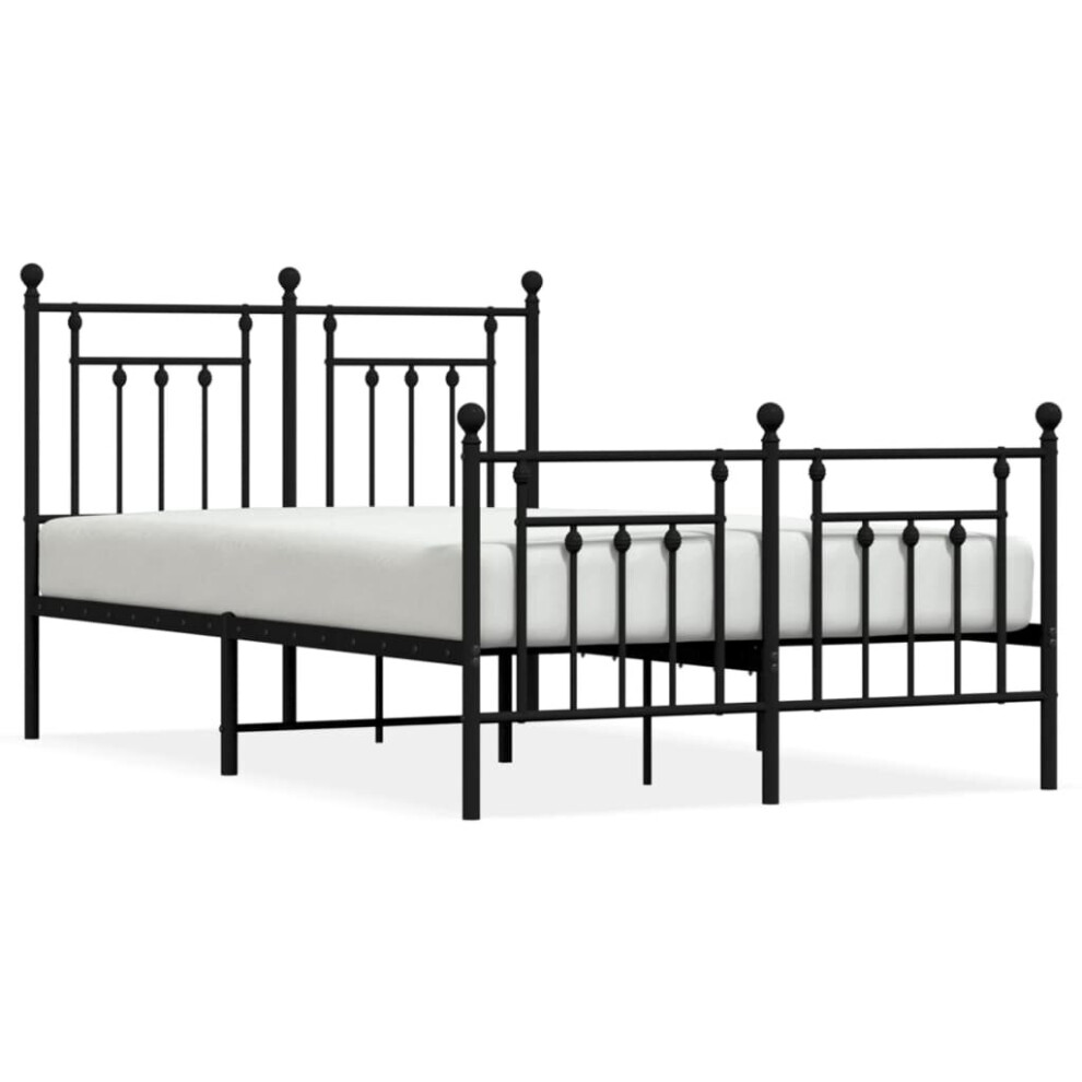 Vidaxl (Black, 120 X 200 Cm/With Headboard & Footboard) Metal Bed Frame Bedroom Bed Base Bedstead Metal Matress Foundation