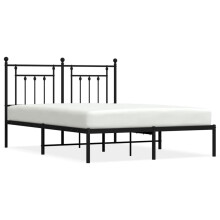 (black, 150 x 200 cm/with headboard) vidaXL Metal Bed Frame Bedroom Bed Base Bedstead Metal Matress Foundation
