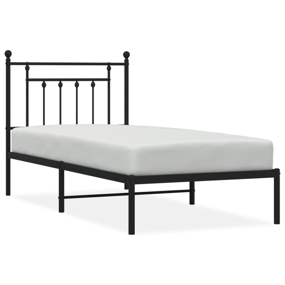 (black, 90 x 200 cm/with headboard) vidaXL Metal Bed Frame Bedroom Bed Base Bedstead Metal Matress Foundation