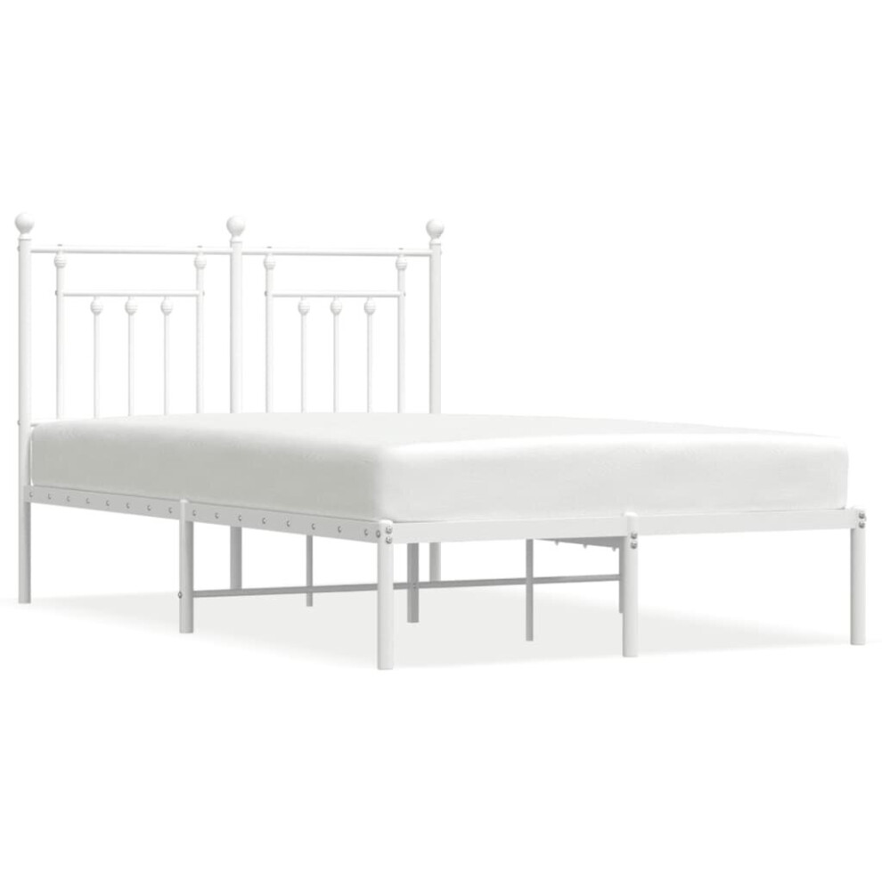 (white, 120 x 190 cm/with headboard) vidaXL Metal Bed Frame Bedroom Bed Base Bedstead Metal Matress Foundation