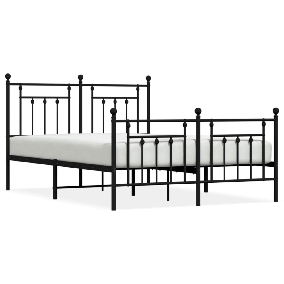 Vidaxl (Black, 140 X 200 Cm/With Headboard & Footboard) Metal Bed Frame Bedroom Bed Base Bedstead Metal Matress Foundation
