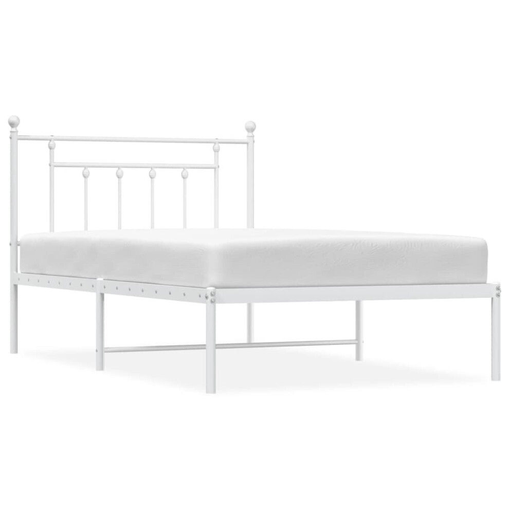 (white, 100 x 200 cm/with headboard) vidaXL Metal Bed Frame Bedroom Bed Base Bedstead Metal Matress Foundation