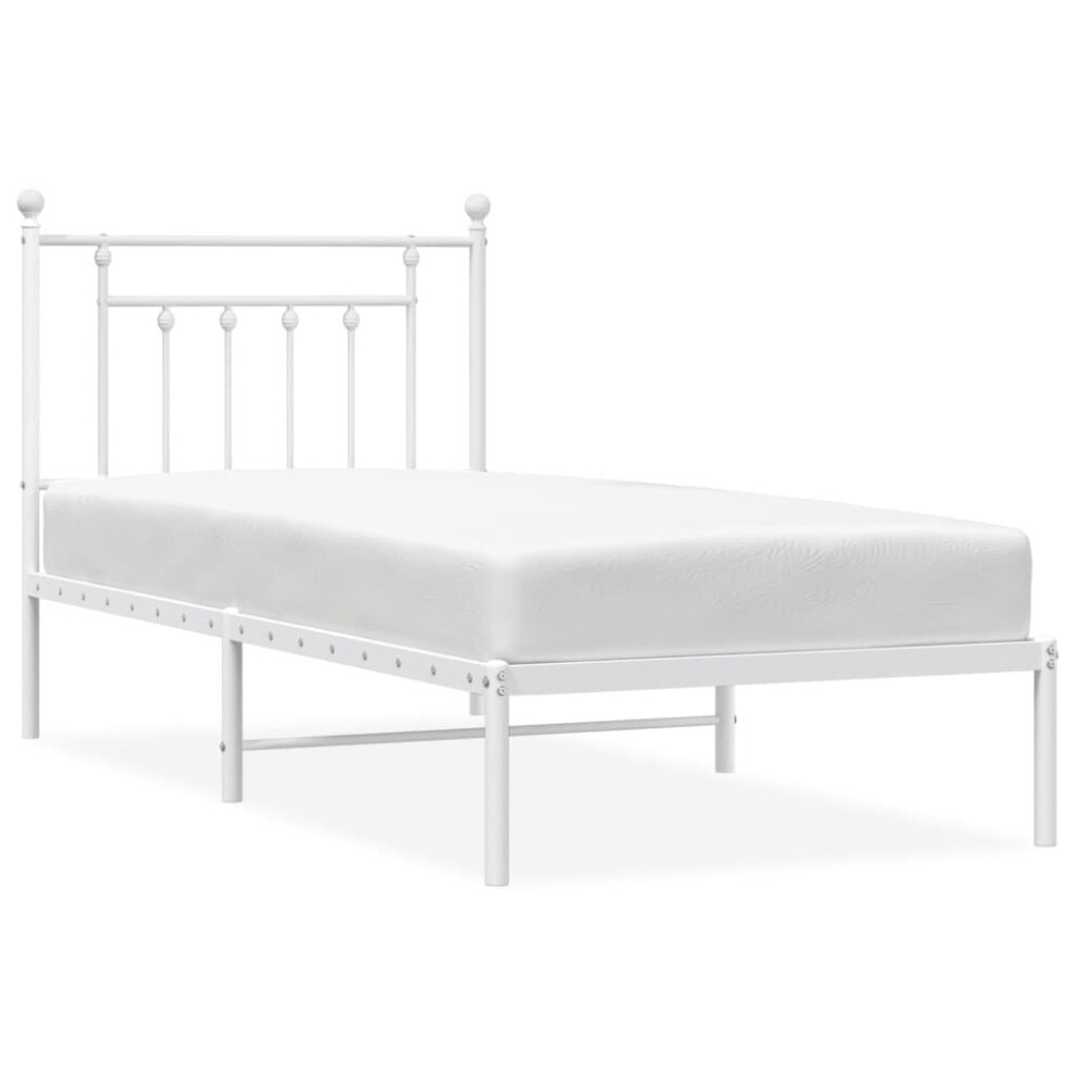 Vidaxl (White, 80 X 200 Cm/With Headboard) Metal Bed Frame Bedroom Bed Base Bedstead Metal Matress Foundation