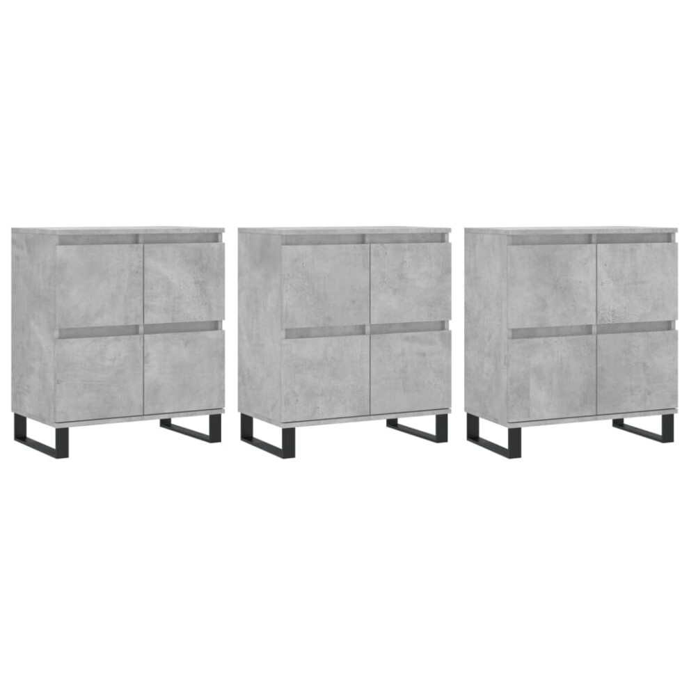 Vidaxl (Concrete Grey, 3 Pcs) Sideboard Storage Side Cabinet Cupboards 2 Pcs White Engineered Wood