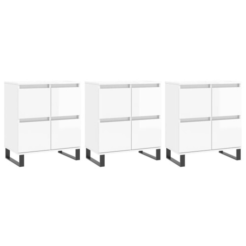 VidaXL (high gloss white, 3 pcs) vidaXL Sideboard Storage Side Cabinet Cupboards 2 pcs White Engineered Wood