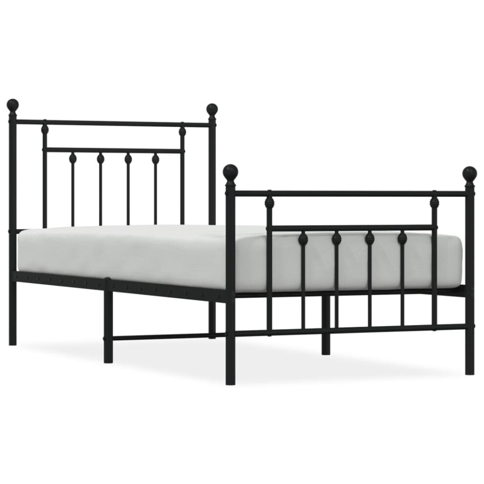 Vidaxl (Black, 80 X 200 Cm/With Headboard & Footboard) Metal Bed Frame Bedroom Bed Base Bedstead Metal Matress Foundation