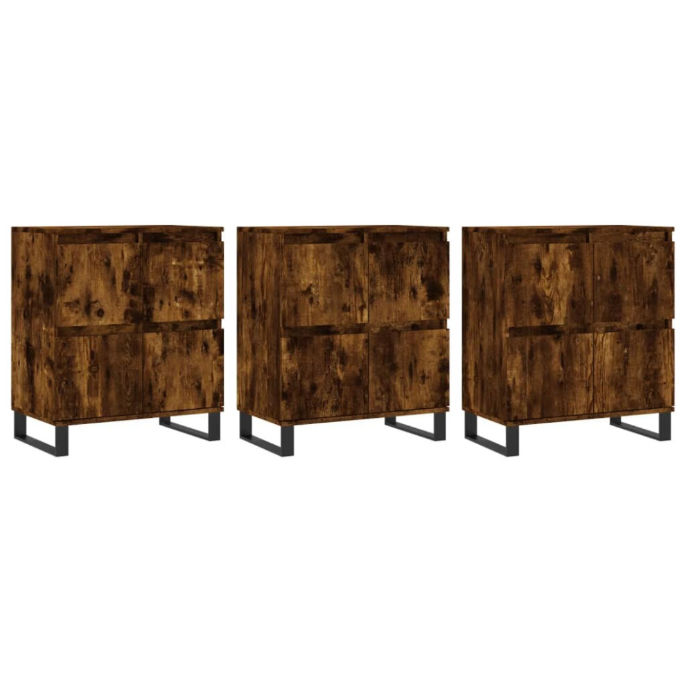 Vidaxl (Smoked Oak, 3 Pcs) Sideboard Storage Side Cabinet Cupboards 2 Pcs White Engineered Wood