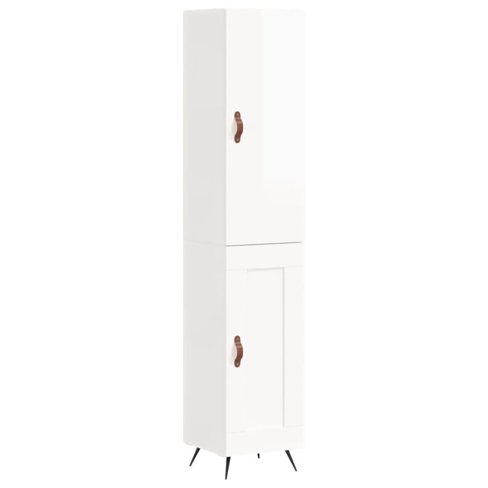 (high gloss white, 1 wood door) vidaXL Highboard Sideboard Tall Storage Cabinet Side Cabinet Engineered Wood