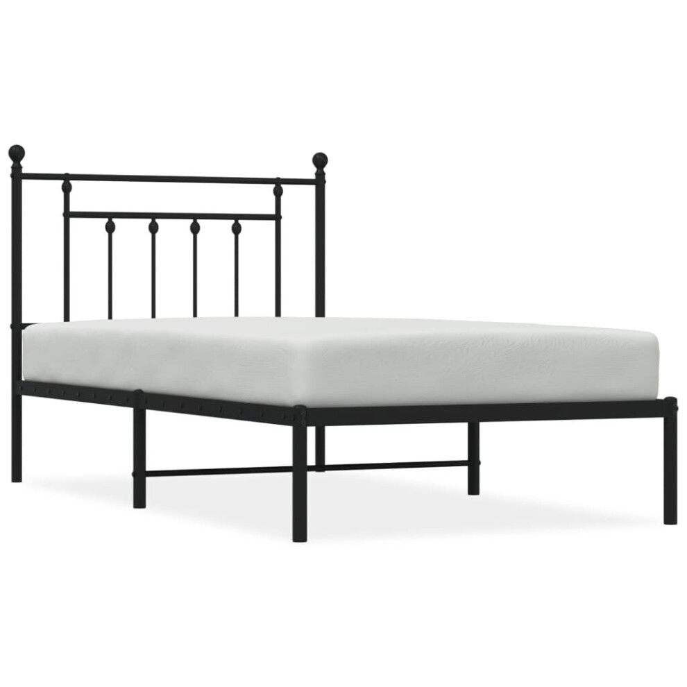 (black, 100 x 190 cm/with headboard) vidaXL Metal Bed Frame Bedroom Bed Base Bedstead Metal Matress Foundation