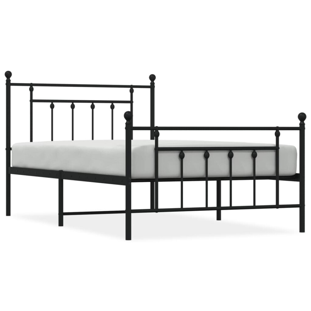 Vidaxl (Black, 107 X 203 Cm/With Headboard & Footboard) Metal Bed Frame Bedroom Bed Base Bedstead Metal Matress Foundation