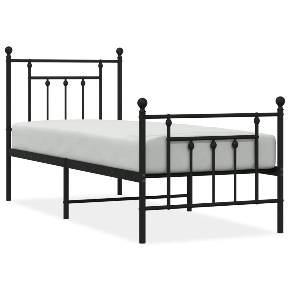 Vidaxl (Black, 75 X 190 Cm/With Headboard & Footboard) Metal Bed Frame Bedroom Bed Base Bedstead Metal Matress Foundation