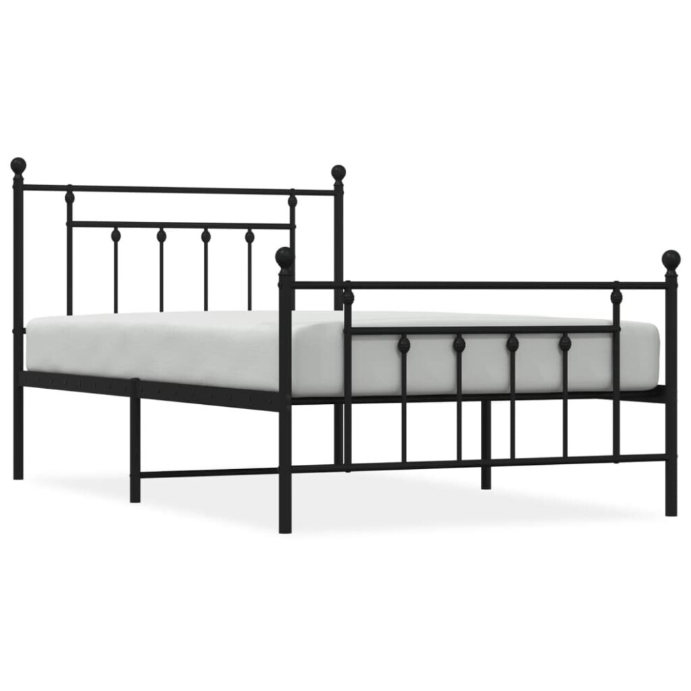Vidaxl (Black, 100 X 200 Cm/With Headboard & Footboard) Metal Bed Frame Bedroom Bed Base Bedstead Metal Matress Foundation