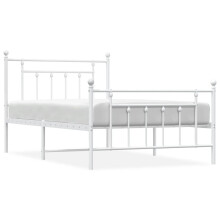 (white, 107 x 203 cm/with headboard & footboard) vidaXL Metal Bed Frame Bedroom Bed Base Bedstead Metal Matress Foundation