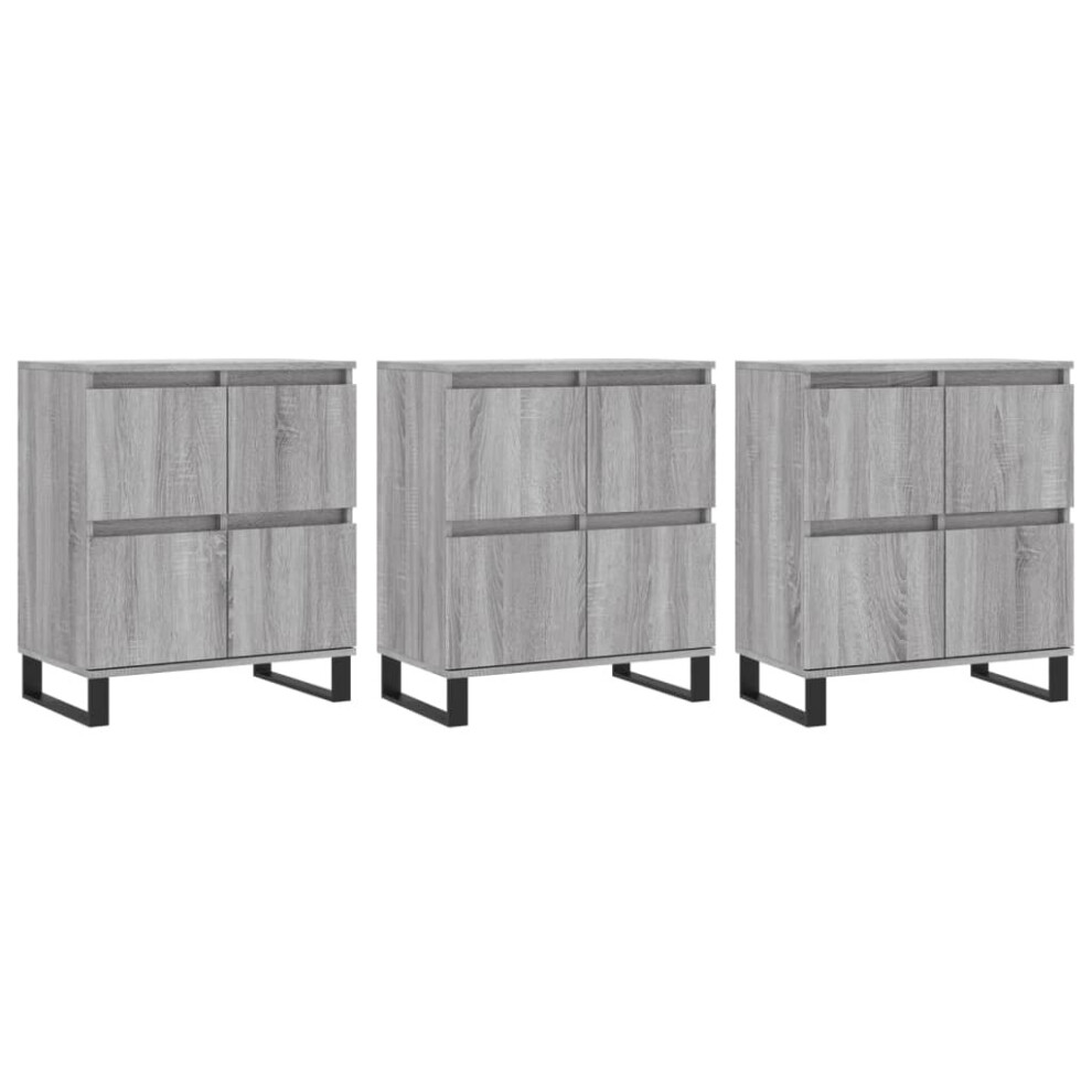 Vidaxl (Grey Sonoma, 3 Pcs) Sideboard Storage Side Cabinet Cupboards 2 Pcs White Engineered Wood