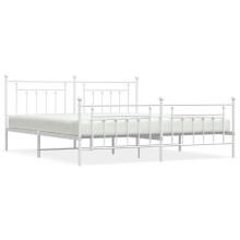 (white, 193 x 203 cm/with headboard & footboard) vidaXL Metal Bed Frame Bedroom Bed Base Bedstead Metal Matress Foundation