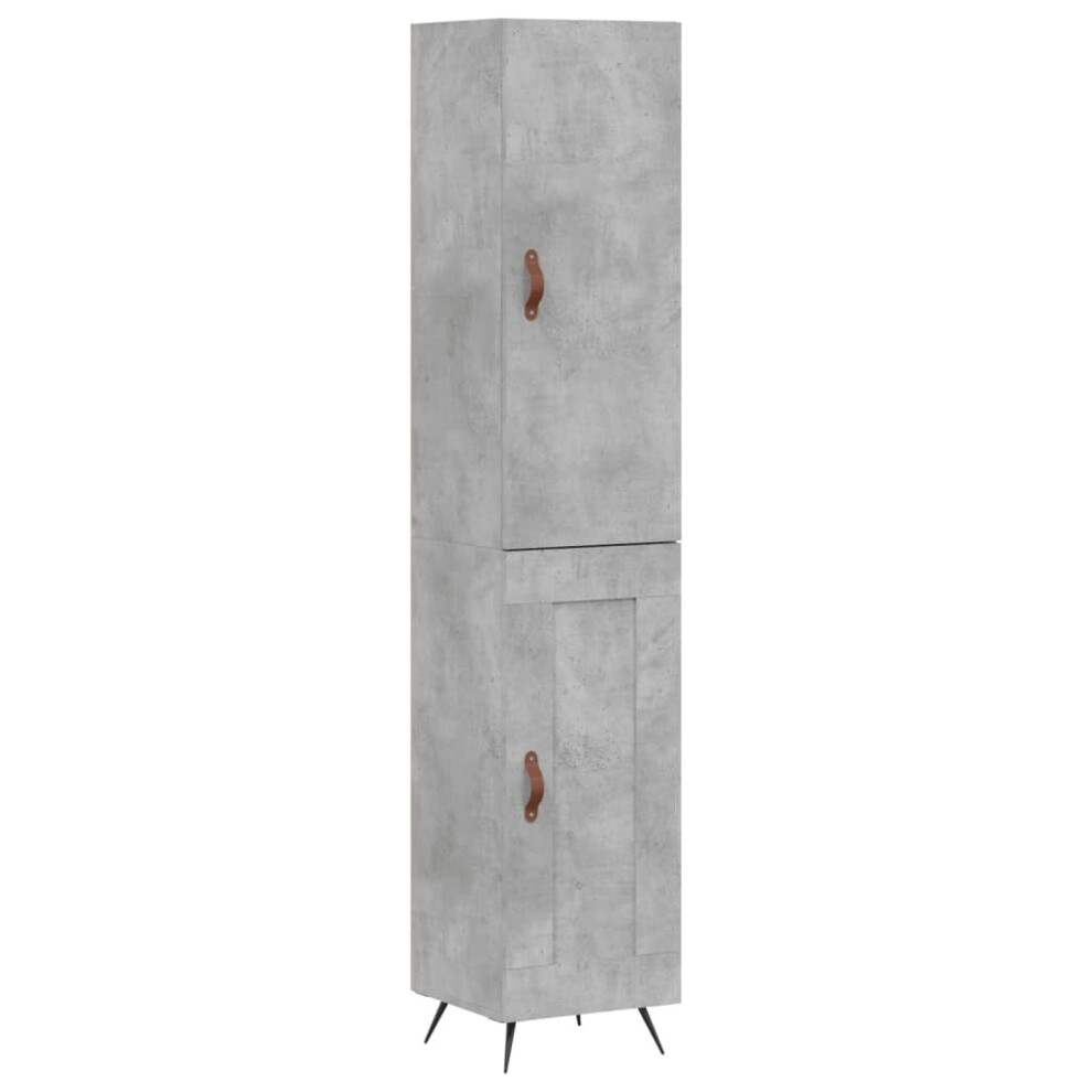 Vidaxl (Concrete 1 Wood Door) Highboard Sideboard Tall Storage Cabinet Side Cabinet Engineered Wood Grey
