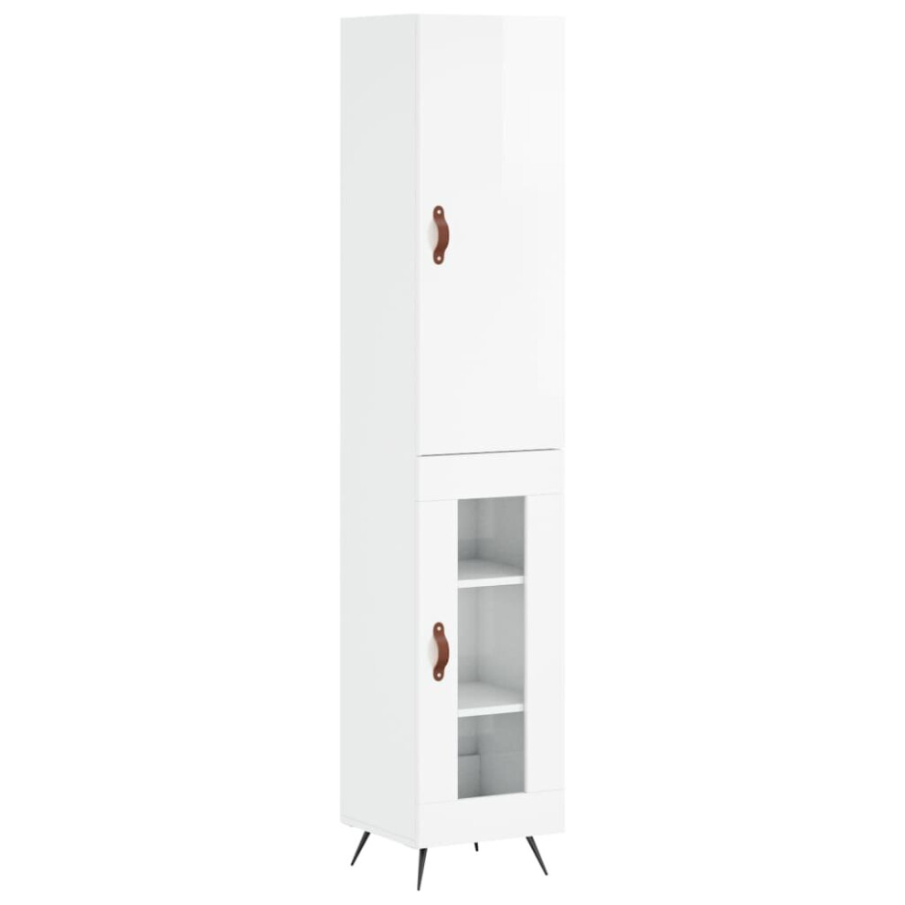 (high Gloss white, 1 Glass door) vidaXL Highboard Sideboard Tall Storage Cabinet Side Cabinet Engineered Wood