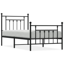 (black, 90 x 190 cm/with headboard & footboard) vidaXL Metal Bed Frame Bedroom Bed Base Bedstead Metal Matress Foundation